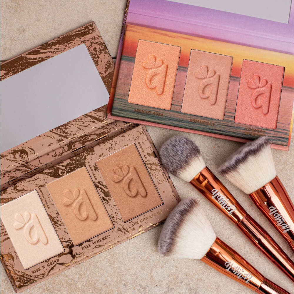 💗ALAMAR COMPLETION TRIO AND COLORETE BLUSH TRI WITH MAKEUP BRUSHES BUNDLE